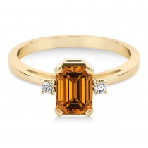 Citrine Emerald Cut Three-Stone Ring 14k Yellow Gold (1.04ct)