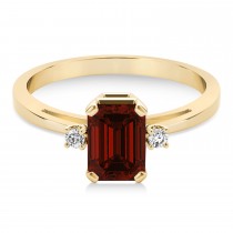 Garnet Emerald Cut Three-Stone Ring 14k Yellow Gold (1.04ct)