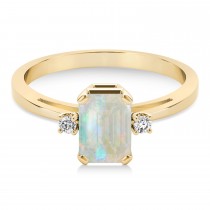 Opal Emerald Cut Three-Stone Ring 14k Yellow Gold (1.04ct)