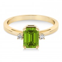 Peridot Emerald Cut Three-Stone Ring 14k Yellow Gold (1.04ct)