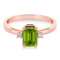 Peridot Emerald Cut Three-Stone Ring 18k Rose Gold (1.04ct)