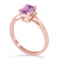 Pink Sapphire Emerald Cut Three-Stone Ring 18k Rose Gold (1.04ct)