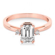 Diamond Emerald Cut Three-Stone Ring 18k Rose Gold (1.04ct)
