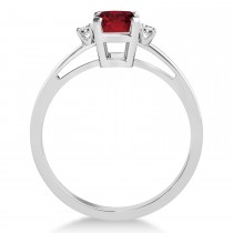 Ruby Emerald Cut Three-Stone Ring 18k White Gold (1.04ct)