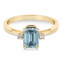 Aquamarine Emerald Cut Three-Stone Ring 18k Yellow Gold (1.04ct)