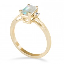Opal Emerald Cut Three-Stone Ring 18k Yellow Gold (1.04ct)