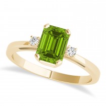 Peridot Emerald Cut Three-Stone Ring 18k Yellow Gold (1.04ct)
