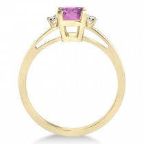 Pink Sapphire Emerald Cut Three-Stone Ring 18k Yellow Gold (1.04ct)
