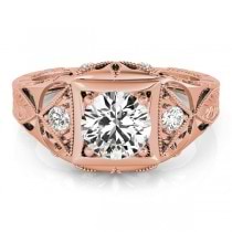 Vintage Victorian Diamond Engagement Ring 18k Rose Gold (0.57ct)
