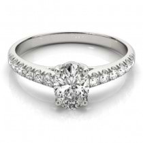 Oval Cut Diamond Engagement Ring Palladium (0.39ct)