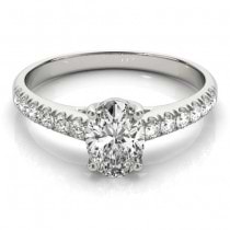 Oval Cut Diamond Engagement Ring 14K White Gold (0.61ct)