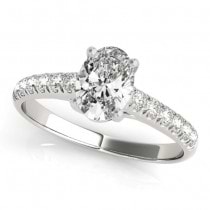 Oval Cut Diamond Engagement Ring 18K White Gold (0.61ct)