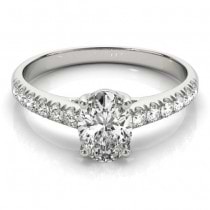 Oval Cut Diamond Engagement Ring 14K White Gold (1.00ct)