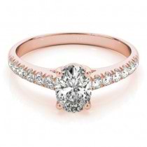 Diamond Accented Cathedral Engagement Ring 14K Rose Gold (0.18ct)