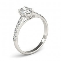 Diamond Accented Cathedral Engagement Ring 14K White Gold (0.18ct)