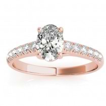 Diamond Accented Cathedral Engagement Ring 18K Rose Gold (0.18ct)