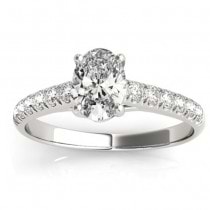 Diamond Accented Cathedral Engagement Ring 18K White Gold (0.18ct)