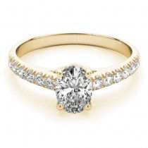 Diamond Accented Cathedral Engagement Ring 18K Yellow Gold (0.18ct)