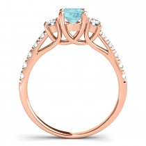Oval Cut Aquamarine & Diamond Engagement Ring 18k Rose Gold (1.40ct)