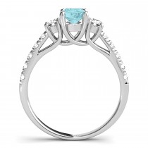 Oval Cut Aquamarine & Diamond Engagement Ring Palladium (1.40ct)