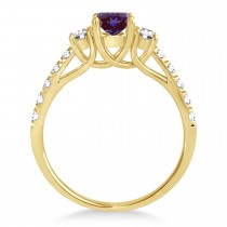 Oval Cut Lab Alexandrite & Diamond Engagement Ring 14k Yellow Gold (1.40ct)