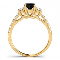 Oval Cut Black Diamond & Diamond Engagement Ring 14k Yellow Gold (1.40ct)