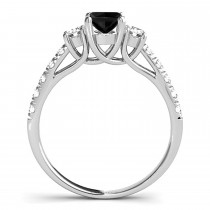 Oval Cut Black Diamond & Diamond Engagement Ring Palladium (1.40ct)
