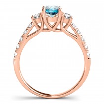 Oval Cut Blue Sapphire & Diamond Engagement Ring 18k Rose Gold (1.40ct)