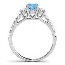 Oval Cut Blue Topaz & Diamond Engagement Ring 18k White Gold (1.40ct)