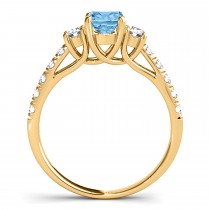 Oval Cut Blue Topaz & Diamond Engagement Ring 18k Yellow Gold (1.40ct)