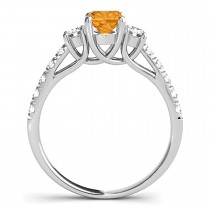 Oval Cut Citrine & Diamond Engagement Ring 14k White Gold (1.40ct)