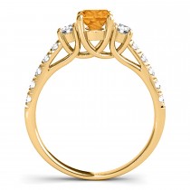 Oval Cut Citrine & Diamond Engagement Ring 14k Yellow Gold (1.40ct)
