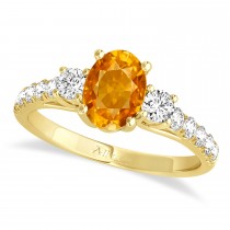 Oval Cut Citrine & Diamond Engagement Ring 18k Yellow Gold (1.40ct)
