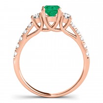 Oval Cut Emerald & Diamond Engagement Ring 18k Rose Gold (1.40ct)
