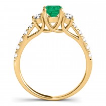 Oval Cut Emerald & Diamond Engagement Ring 18k Yellow Gold (1.40ct)