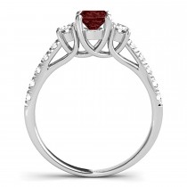 Oval Cut Garnet & Diamond Engagement Ring Palladium (1.40ct)