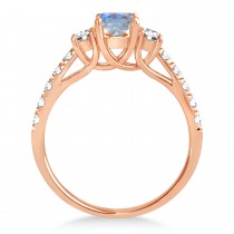 Oval Cut Moonstone & Diamond Engagement Ring 14k Rose Gold (1.40ct)