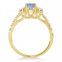 Oval Cut Moonstone & Diamond Engagement Ring 14k Yellow Gold (1.40ct)