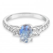 Oval Cut Moonstone & Diamond Engagement Ring Platinum (1.40ct)