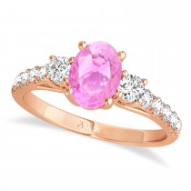 Oval Cut Pink Sapphire & Diamond Engagement Ring 14k Rose Gold (1.40ct)