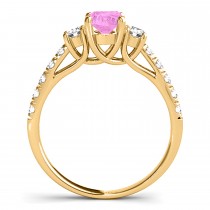 Oval Cut Pink Sapphire & Diamond Engagement Ring 18k Yellow Gold (1.40ct)