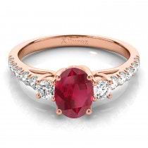 Oval Cut Ruby & Diamond Engagement Ring 18k Rose Gold (1.40ct)