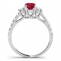 Oval Cut Ruby & Diamond Engagement Ring 18k White Gold (1.40ct)
