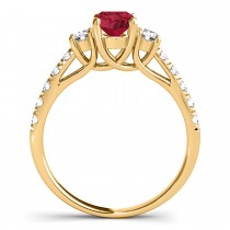 Oval Cut Ruby & Diamond Engagement Ring 18k Yellow Gold (1.40ct)