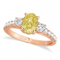 Oval Cut Yellow Diamond & Diamond Engagement Ring 14k Rose Gold (1.40ct)