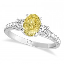 Oval Cut Yellow Diamond & Diamond Engagement Ring Platinum (1.40ct)