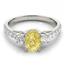Oval Cut Yellow Diamond & Diamond Engagement Ring Platinum (1.40ct)