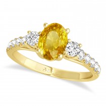 Oval Cut Yellow Sapphire & Diamond Engagement Ring 14k Yellow Gold (1.40ct)