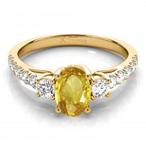 Oval Cut Yellow Sapphire & Diamond Engagement Ring 18k Yellow Gold (1.40ct)