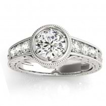 Diamond Antique Style Engagement Ring Setting 14K White Gold (0.24ct)